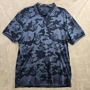 G Fore Mens Skull Camo Golf Polo Shirt XL Navy Blue Short Sleeve Performance